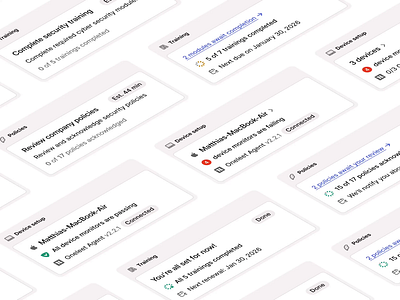 Employee Compliance Card - Isometric Video animated animation cards checks compliance dashboard device status figma isometric oneleet product design saas security ui video web