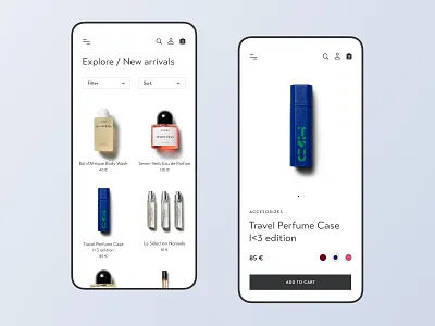 Byredo – Mobile app catalog clean e commerce shop filter iphonex luxury cosmetics mobile app onlne store product page responsive website typogaphy uiux