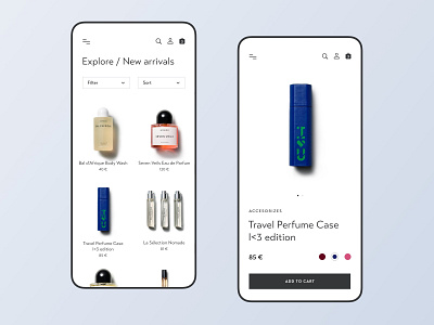 Byredo – Mobile app catalog clean e commerce shop filter iphonex luxury cosmetics mobile app onlne store product page responsive website typogaphy uiux