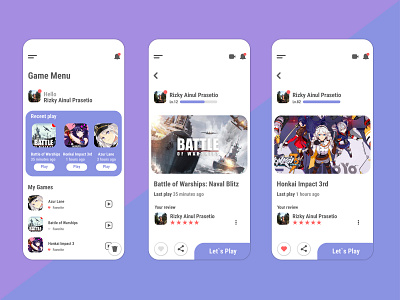 Game Menu app design designer game design game designer game ui game ui design mobile mobile ui ui