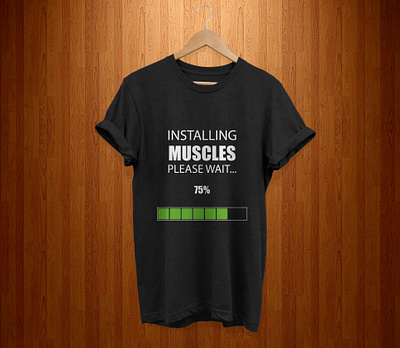 installing muscles black tshirt design flat graphic design illustration minimal tshirt art tshirt design tshirtdesign tshirts typography vector