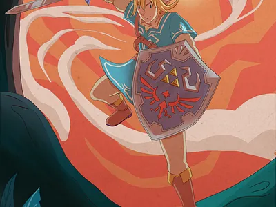 The Adventure of Link from Hyrule breath of the wild character comic art concept art fanart fiction freestyle game game art hyrule illustration illustrator japan link nintendo nintendo switch painting photoshop switch zelda