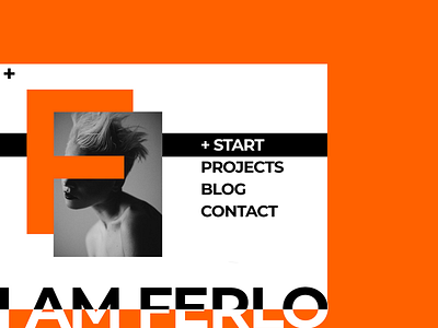 Ferlo art artist black and white bw minimal orange typography ui design ux design web design