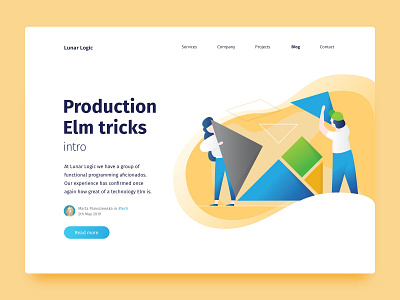 Blogpost teaser - Programming in Elm article blogpost clean elm golden ratio landing landing page programming shapes team ui web web design website