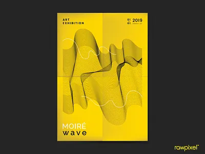 Black Moiré Wave Art Exhibition Poster abstract design illustration minimal poster poster a day poster art poster design vector