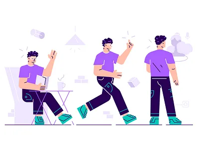 Character at different work boy business business people character design employee flat guy hr illustration laptop male man manager office online people phone vector worker