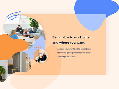 Highlight Flexplekk blue co working design geomteric illustration interface landingpage office orange pastel pattern shadows shapes ui ux uxdesign web workspace workspot