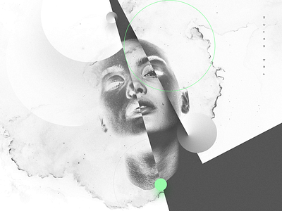 The Hatch black white circles contrast dot face geometric green grey illustration woman woman face