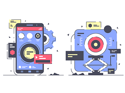 Mobile development development flat illustration internet kit8 mobile modern programming software symbols vector