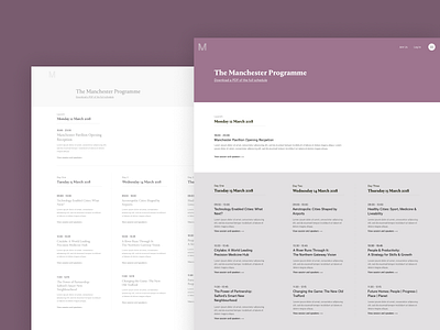 Manchester at MIPIM schedule page clean club studio event web design wireframe