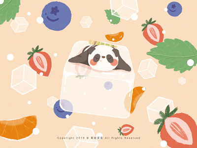 Fruit juice blueberry comfortable cool cute fruit ice cube illustration juice mint orange panda strawberry summer