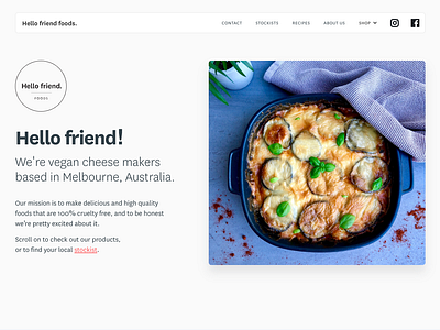 Hello Friend Foods (website design & build) australia design food melbourne sustainability vegan webflow