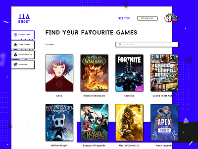 . Games List catalog games list neobrutalism site stream ui web