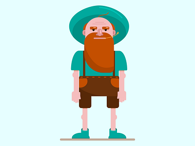 Farmer beard character farmer flat grandfather illustration vector