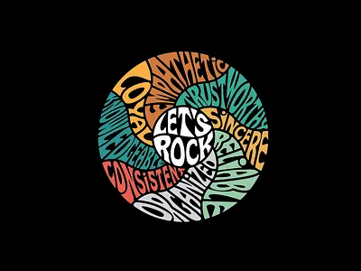Vinyl record Let's Rock lets rock lettering typography art vinyl record word art