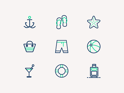 Summer Icon Set anchor ball coctail free freebie icons summer vector