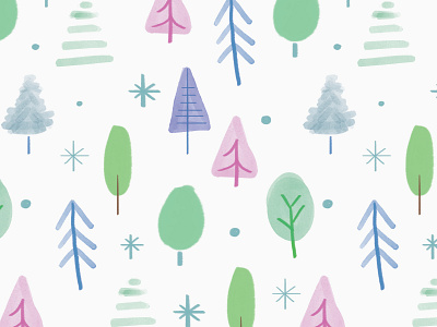 Muted Christmas Pattern christmas christmas card christmas tree illustration pastel pattern print surface design trees