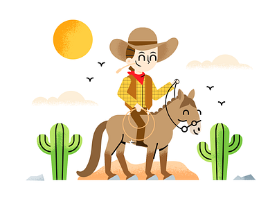 Cowboy adobeillustrator adobephotoshop art artwork brushes colored cowboy desert design dribbble illustration outline texture vector