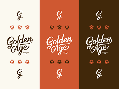 Golden Age Branding Color Spread aztec brand g golden logo mark monogram orange script typography western