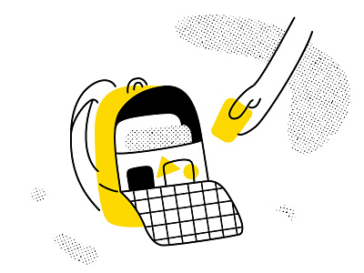 Packing backpack chicago icons illustration packing tech website illustration