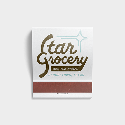 Star Grocery branding logo matchbook script star texas type typography