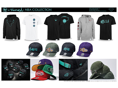 '47 x DIAMOND SUPPLY x NBA COLLECTION apparel apparel design apparel development basketball celtics concept development design design management diamond supply headwear consultant headwear design headwear development heat hoodies lakers lifestyle nba shirts tiffany blue