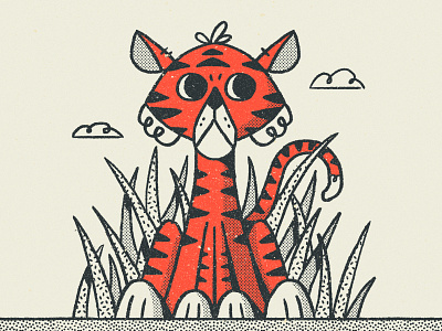 Tiger animal cute nathan walker retro texture tiger tigers