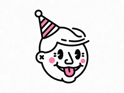 chappy boy chap chappy design fun funny goofy grunge icecream illustration party party hat retro vector