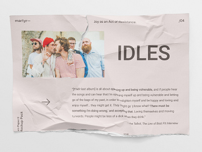 IDLES @ martyr— a4 branding broken brutalism brutalist conceptual dark design download experimental freebies idles mock up mockup music paper poster psd torn wrinkles