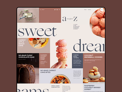 Dessert Recipes Blog animation blog design cooking design design studio dessert graphic design grid interaction interface layout mobile recipe blog sweets ui user experience ux web web design website design