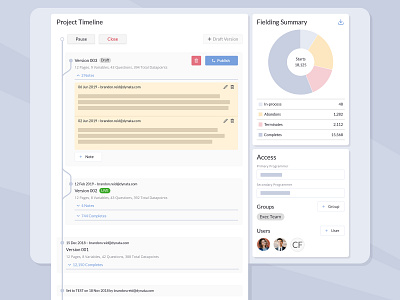 Project Version Timeline app enterprise ui ux