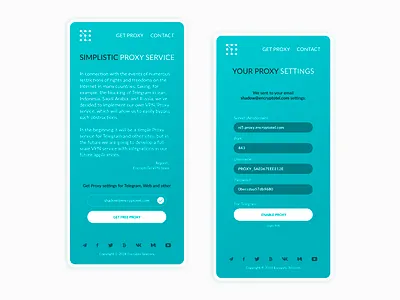 Simplistic Proxy Service app app design application ios ios app minimal minimalism mobile mobile ui proxy responsive service vpn web design