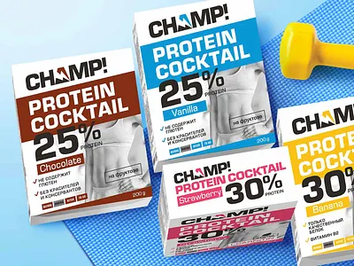 CHAMP! Protein cocktail packaging sport food