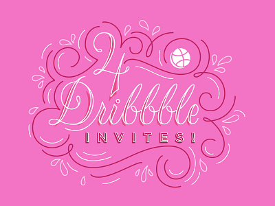 INVITES calligraphy design dribbble dribbble best shot dribbble invite flourish handlettered handlettering illustration invite lettering monoline pink script splash typography
