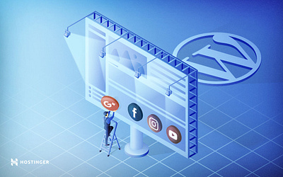 Featured Image - Plugin social media icons for Wordpress illustration isometric illustration wordpress