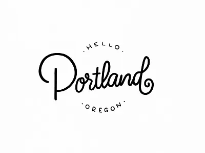 Hello Portland black and white hand lettering lettering portland