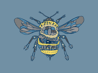 Bumblebee abstract bee bees bug bumbleebee crative creature design drawing illustration insect metal organic simple sketch vector vector art