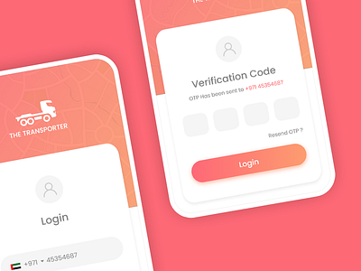 Transporter App adobe adobe xd app app design design gradient login login design mobile app mobile app design mock up mock up mockup mockups otp ui ux xd