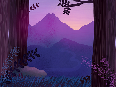 Sunrise in the mountains art digital art digital design digital painting digitalart forest mountain painting procreate sunrise sunset trees