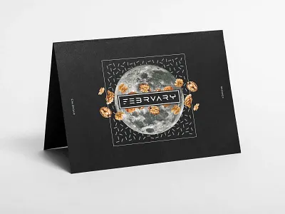 Calendar design black calendar calender editorial feb february game illustration moon typography wallpaper walnut