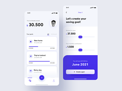 Saving Goals App app finances fintech goals mobile money app saving ui ux