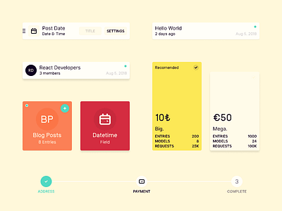 Joker UI Kit 003 cards design list list items steps ui