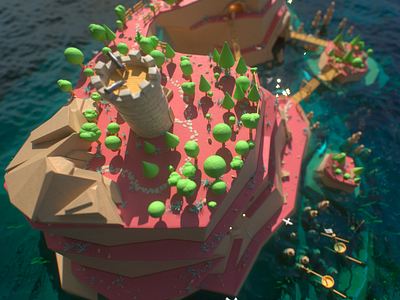 Smuggler's Island 3d animation art c4d cg creativity gold island octane render pirates render