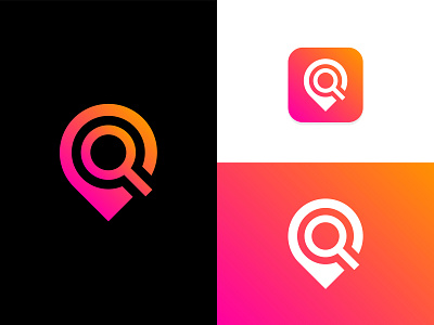 Search Location Logo 2019 app branding creative design flat gradient icon icon design location location pin logo magnifying glass minimalist minimalist logo pin professional search searching vector