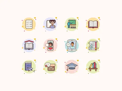 Bubbles Education Icons color icons design design tools flat design graphic design icon design icon set icons icons pack illustration school study ui user experience user interface ux vector vector art vector graphic web design