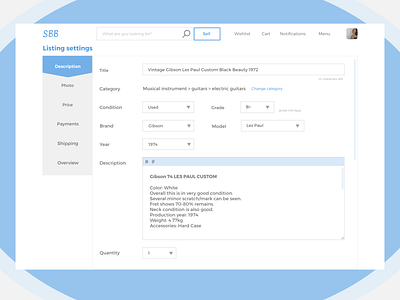 007 - Listing setting form for a classfield platform 007 adobexd classifield daillyui007 dailyui dailyui007 listing studying ui ux