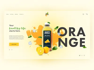 Orange Fruit Juice concept. V1 clean concept creativity daily design juice landing orange ui web website