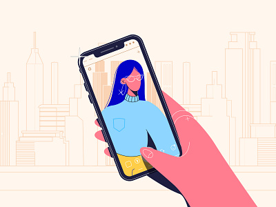 Instagram Girl character city colors design girl character hand illustration illustration art illustration design instagram phone sparkle