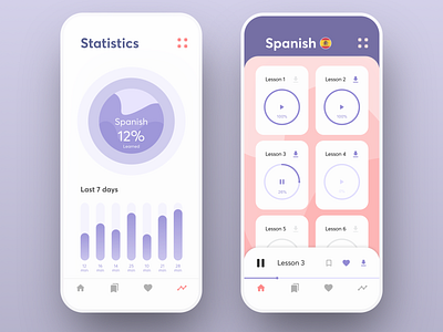 Language learning app app design education language learning ui ux