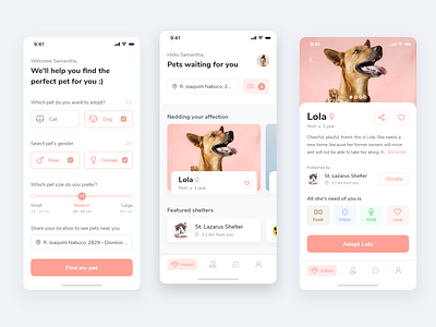 Pet adoption app adobexd adoption app app appdesign cards cards design cards ui cat dog app filters pet pet adoption pet app pets product product design ui uidesign ux uxdesign